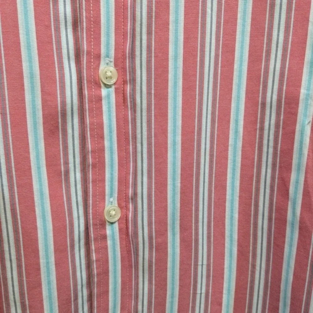 0529 Ralph Lauren Pink and White Striped Button-Down Cotton Shirt